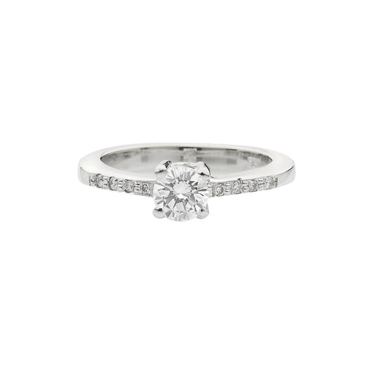 Diamond round brilliant cut diamond solitaire 18 carat  white gold. Product Code : 48D255