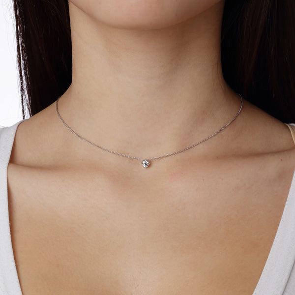 Brilliant cut Diamond  Solitaire Pendant 18KT  White Gold