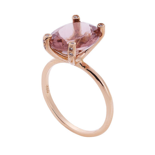 Tourmaline and diamond ring 18 carat pink gold.