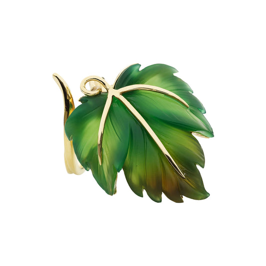 Agate  leaf 18 carat yellow gold ring. Product Code: 1226DFILO