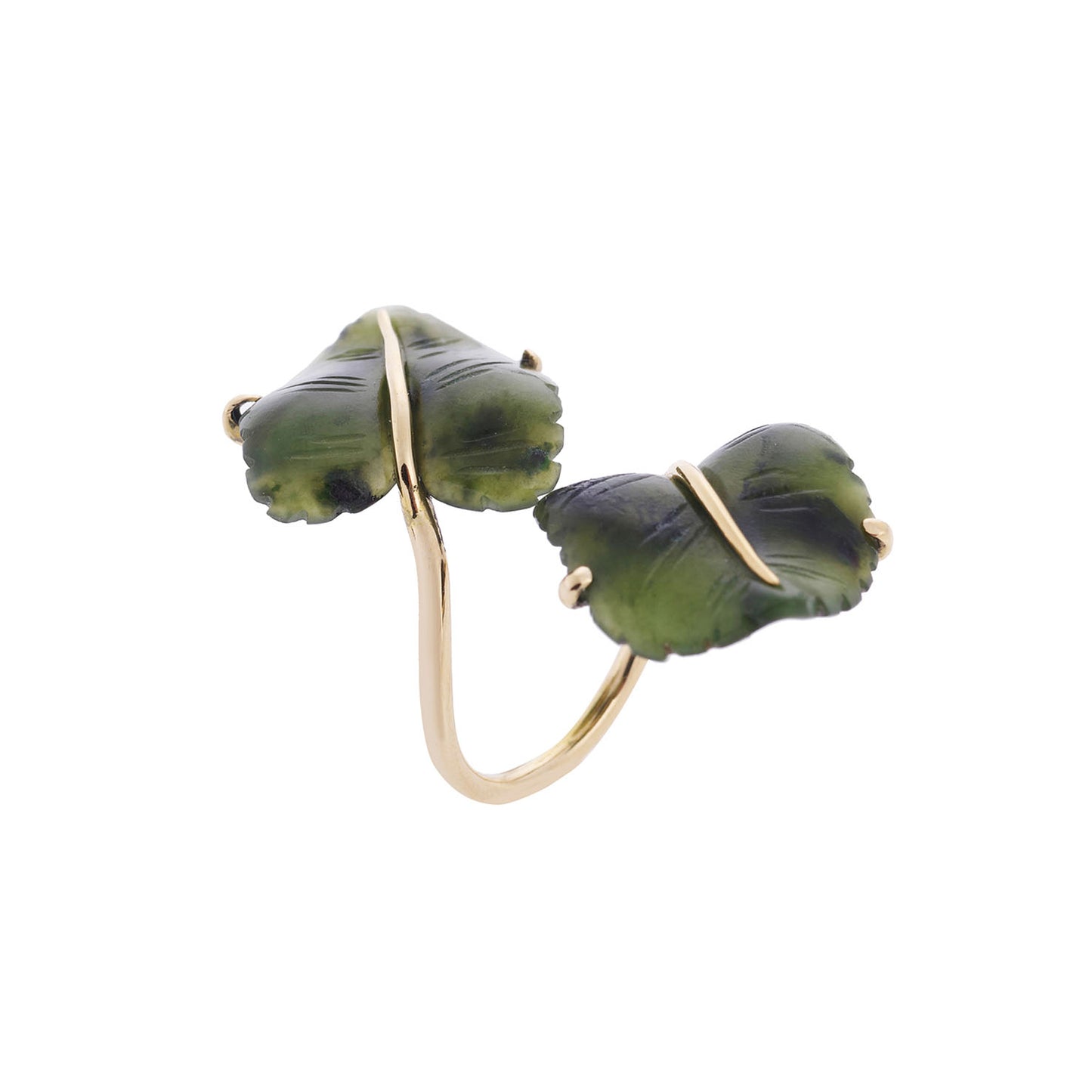 Agate  leaves 18 carat yellow gold ring. Product Code : 1232D2FILO