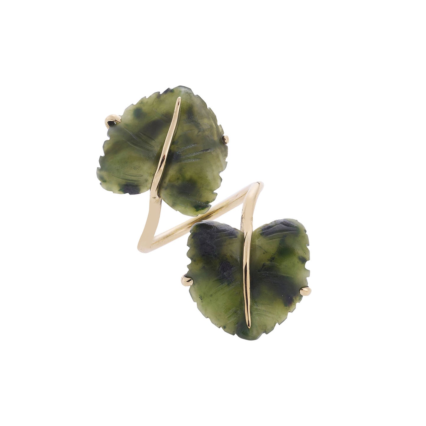 Agate  leaves 18 carat yellow gold ring. Product Code : 1232D2FILO