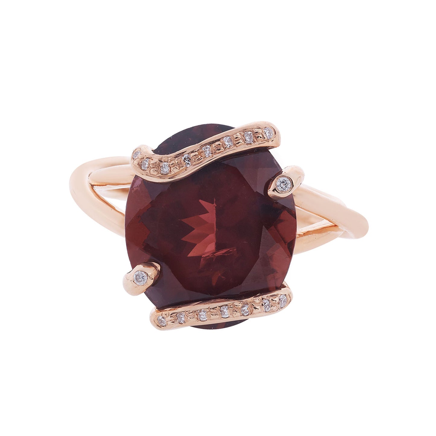 Tourmaline and diamond ring 18 carat pink gold. Product code: 1233DA4