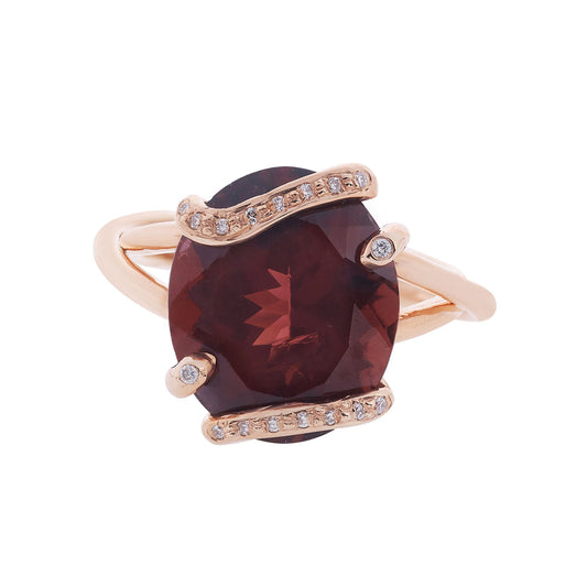 Tourmaline and diamond ring 18 carat pink gold. Product code: 1233DA4