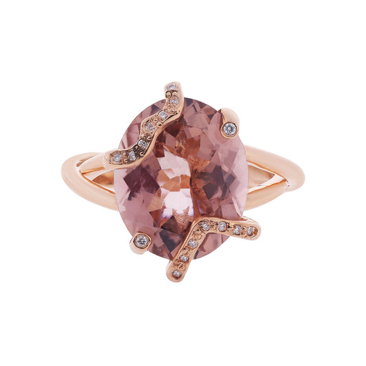 Tourmaline and diamond ring 18 carat pink gold.     Product Code : 1234DA4
