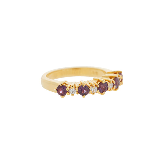 Ring Half Band Yellow Gold with Round cut Rubies  and Brilliant cut Diamonds.  Product Code : 1247D405YR