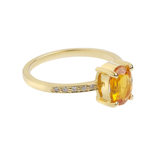 Yellow sapphire and diamond ring, 18 carat yellow gold.   Product Code : 1263D84YS