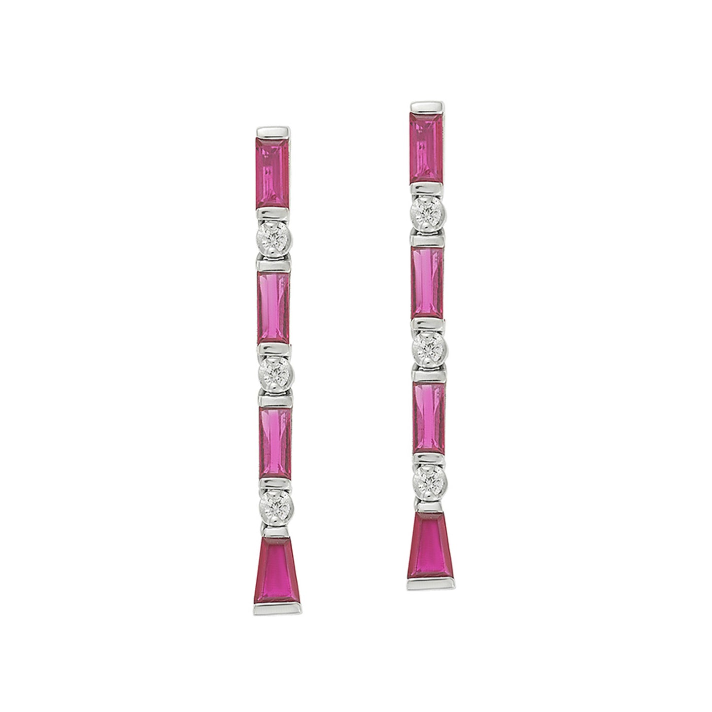 Ruby and diamond drop earrings, 18 carat white gold.  Product Code : 851SK42WR