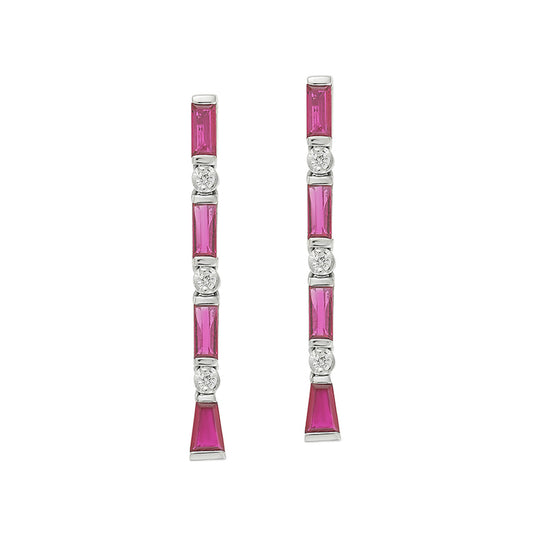 Ruby and diamond drop earrings, 18 carat white gold.  Product Code : 851SK42WR