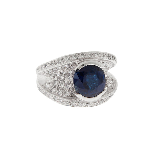 Sapphire and diamond ring 18 carat white gold. Product Code : 130DA19