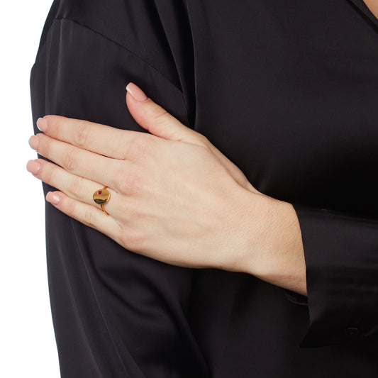 Engravable Ring 18KT Pink Gold with a Ruby.  Product Code:1315DA47PR