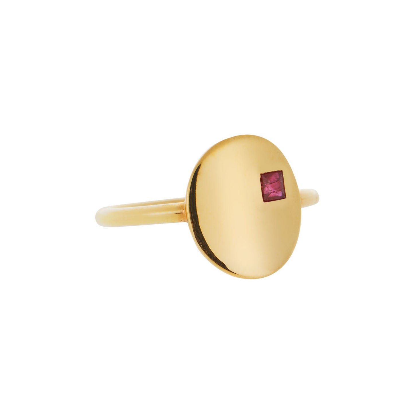 Engravable Ring 18KT Pink Gold with a Ruby.  Product Code:1315DA47PR
