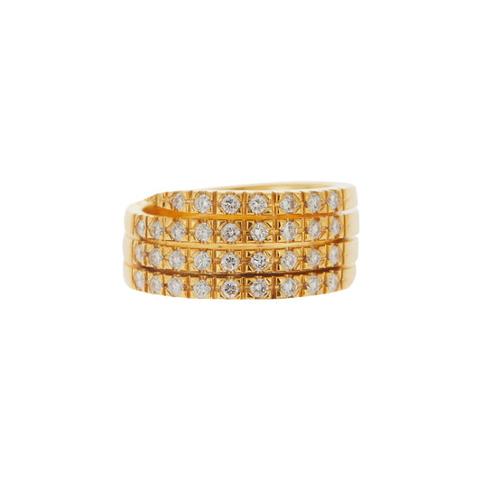 Diamond four rows half band 18 carat yellow gold.