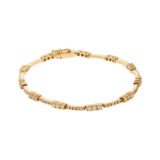 Diamond tennis bracelet in 18 carat yellow gold. Product Code : 13BY120