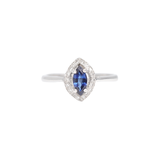 Blue sapphire marquise cut ring.Product code: 1.45DW30S.