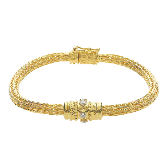Bracelet yellow gold K18 with brilliant cut diamonds. Product Code : 435B844.