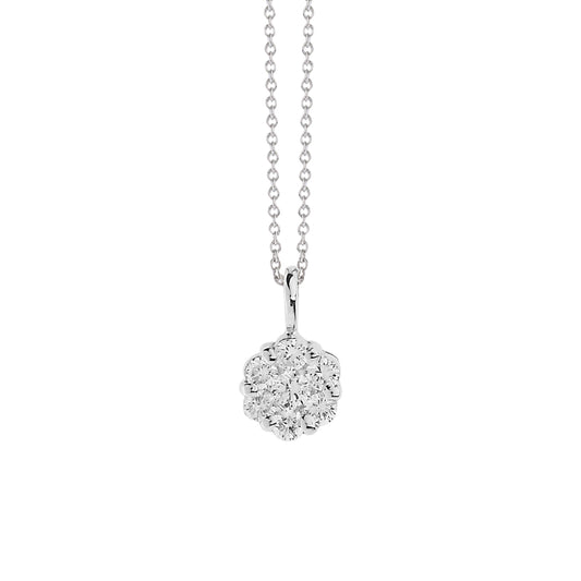 Flower Pendant 18KT White Gold with Brilliant cut Diamonds