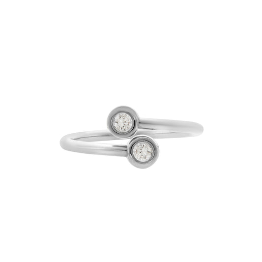 Ring with two brilliant cut diamonds KT18 white gold. Product Code : 1338D09SW