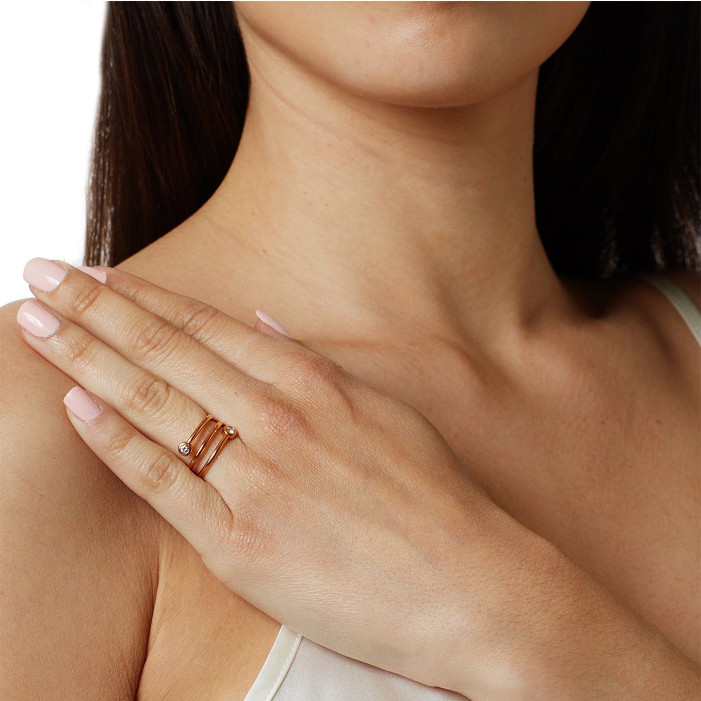 Brilliant Cut Diamond Ring 18KT Pink Gold. Product Code : 133608SP