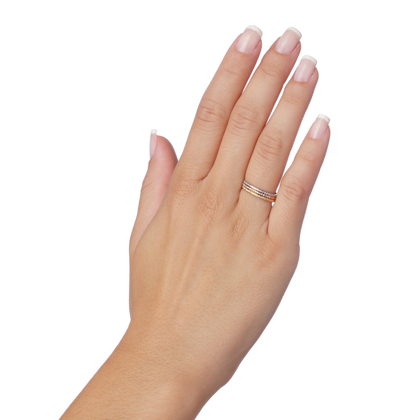 Set of Three Diamond Bands  18ΚΤ White, Yellow and Pink Gold. Product Code: 971R207100