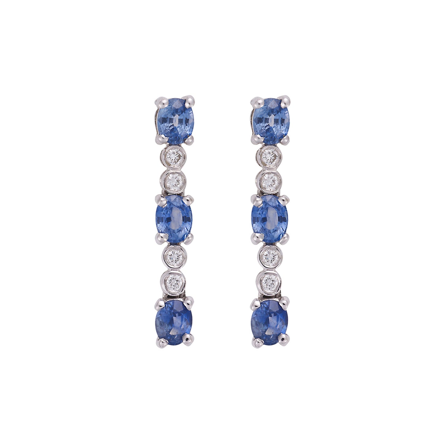 Sapphire and diamond drop earrings, 18 carat white gold.   Product Code : 769SK38WS