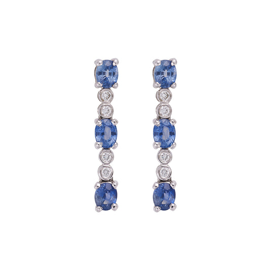 Sapphire and diamond drop earrings, 18 carat white gold.   Product Code : 769SK38WS
