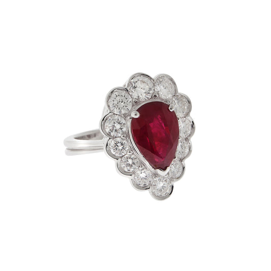 Ruby and diamond ring 18 carat white gold. Product Code : 878DA76