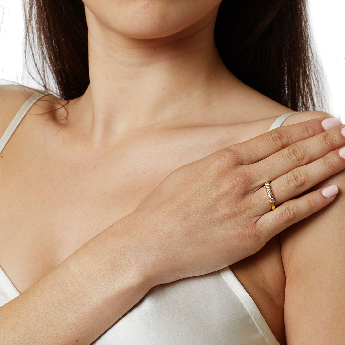 Diamond half band 18 carat yellow gold.    Product Code : 158DA31