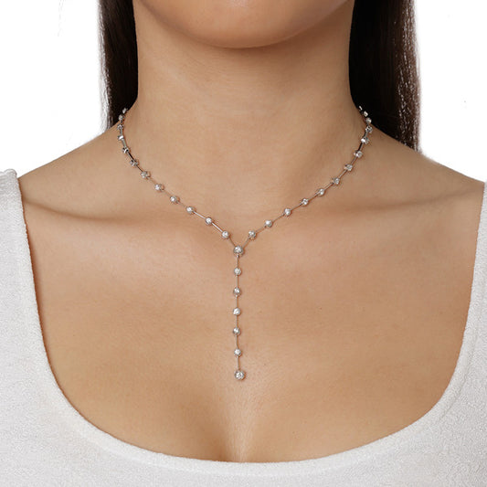 Diamond drop necklace KT18 white gold.   Product Code : 262HN080.