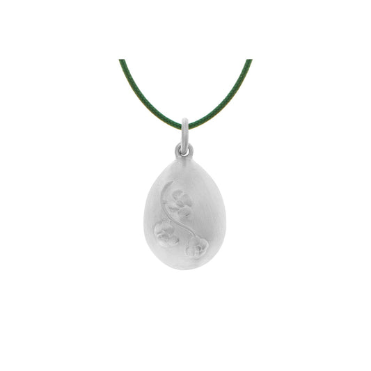 Handmade Silver Easter Egg  with Lilac Lucky Symbol. Product code: 165MABLOUM