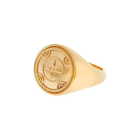 “Macedonian Shield” archaic greek ring 18KT yellow gold. Product Code:374D1138C.