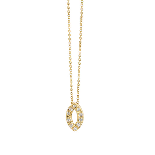Marquise Pendant 18KT  Yellow  Gold with Brilliant cut Diamonds