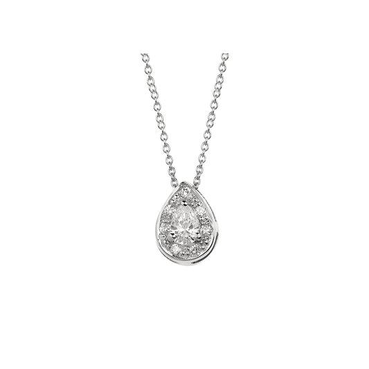 Diamond pear-cut pendant 18k white gold.   Product Code : 434ME022W