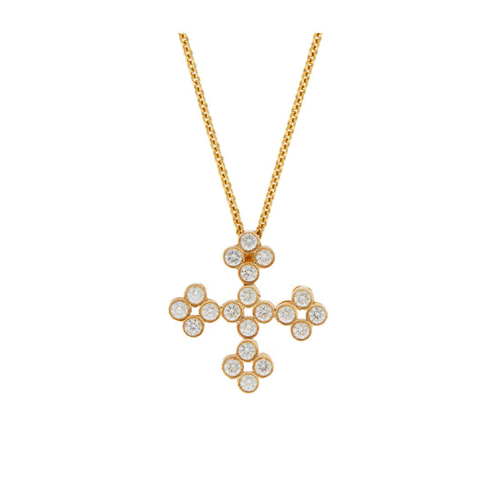 Diamond Cross 18KΤ Yellow Gold. Product code:224ST59.