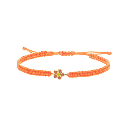 Flower 18KT Yellow Gold Enameled Cord Bracelet. Product Code:22BPEDIK18