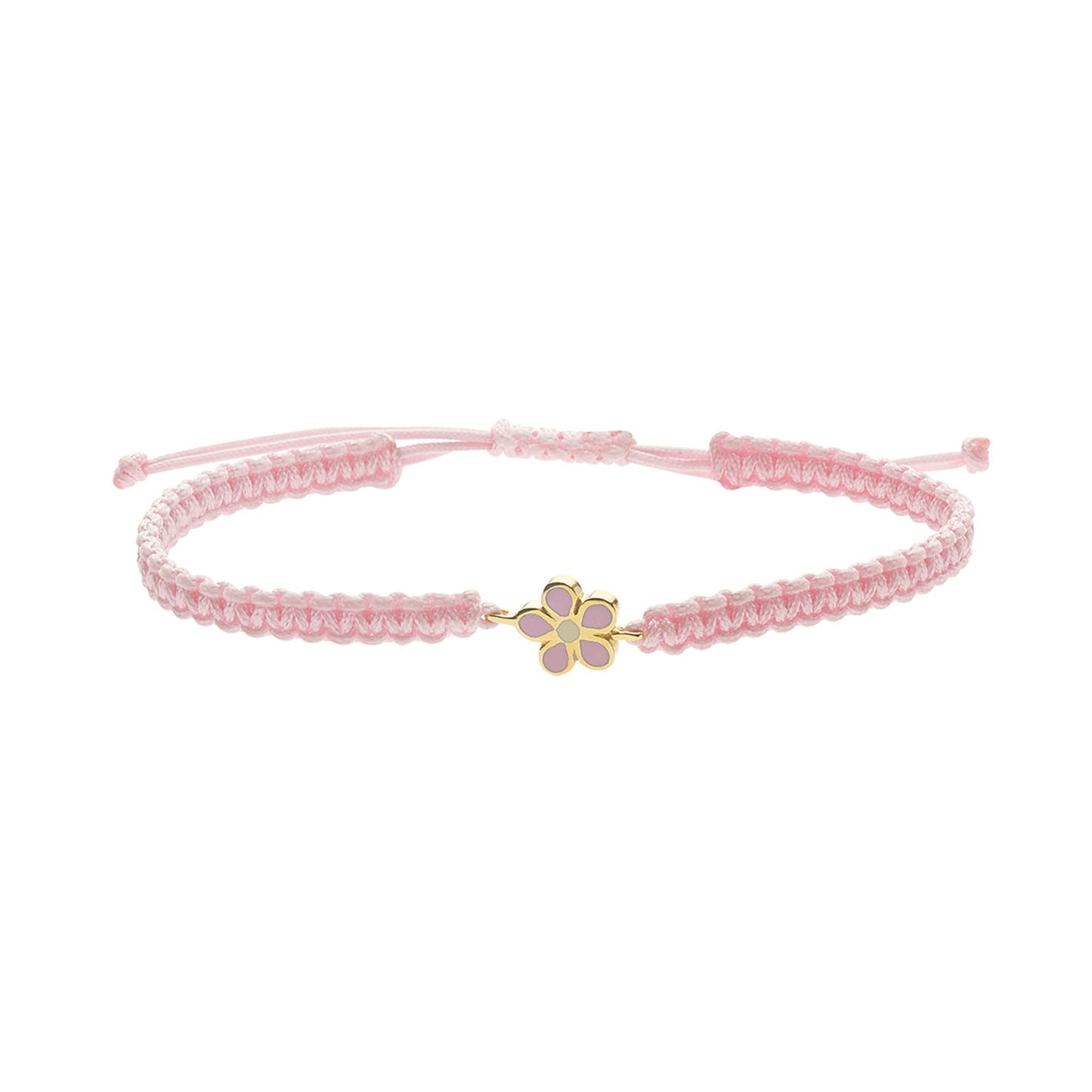 Flower 18KT Yellow Gold Enameled Cord Bracelet. Product Code:22BPEDIK18