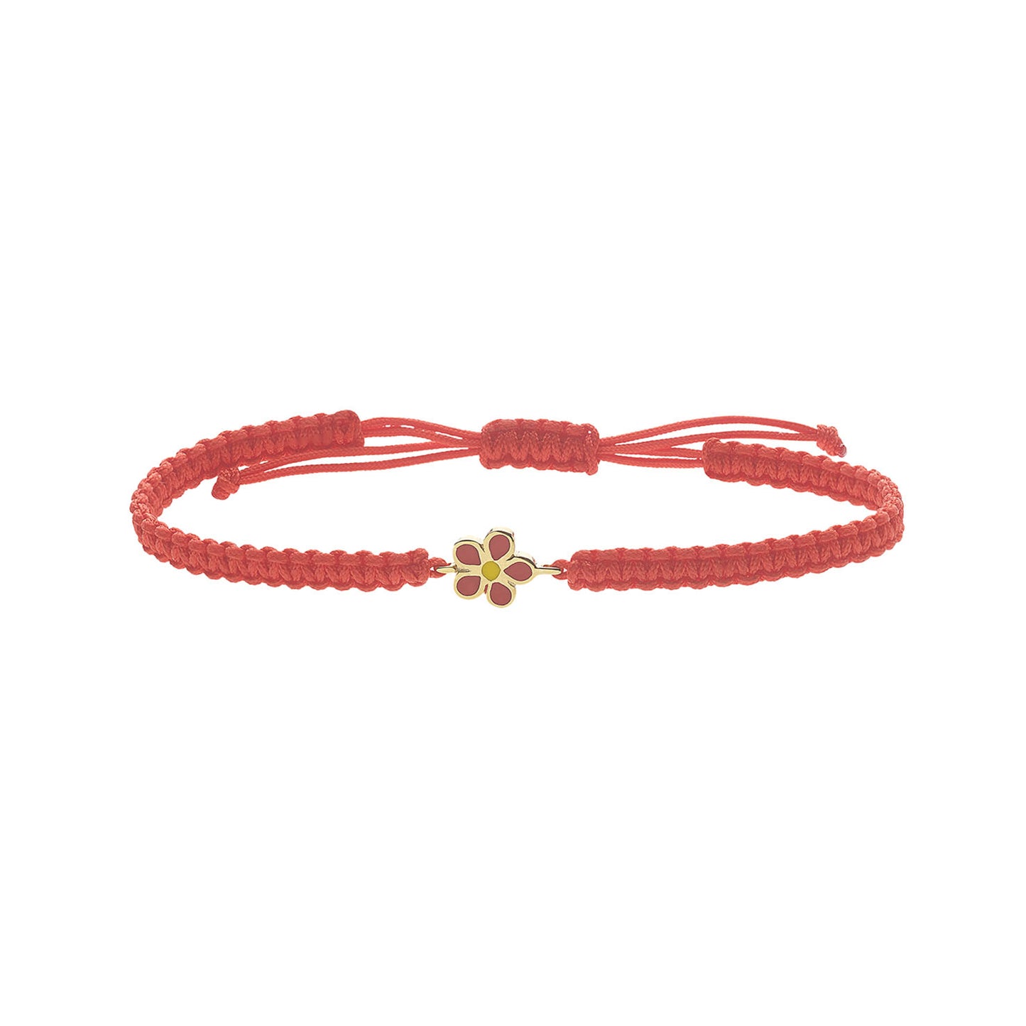Flower 18KT Yellow Gold Enameled Cord Bracelet. Product Code:22BPEDIK18