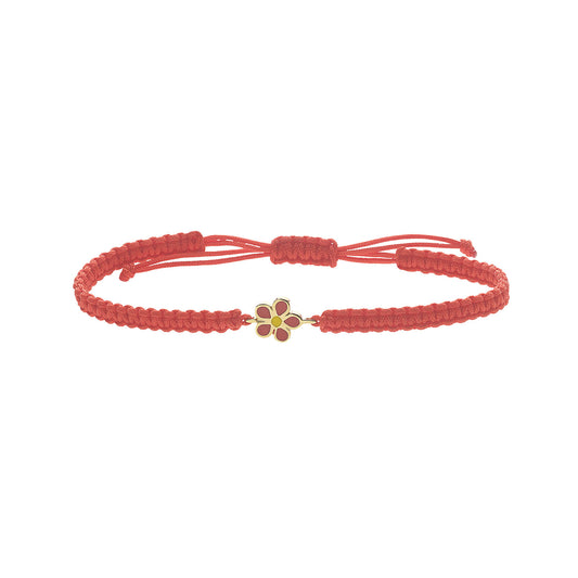 Flower 18KT Yellow Gold Enameled Cord Bracelet. Product Code:22BPEDIK18
