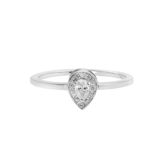 Pear cut diamond solitaire 18 carat  white gold. Product Code : 1039DA022W