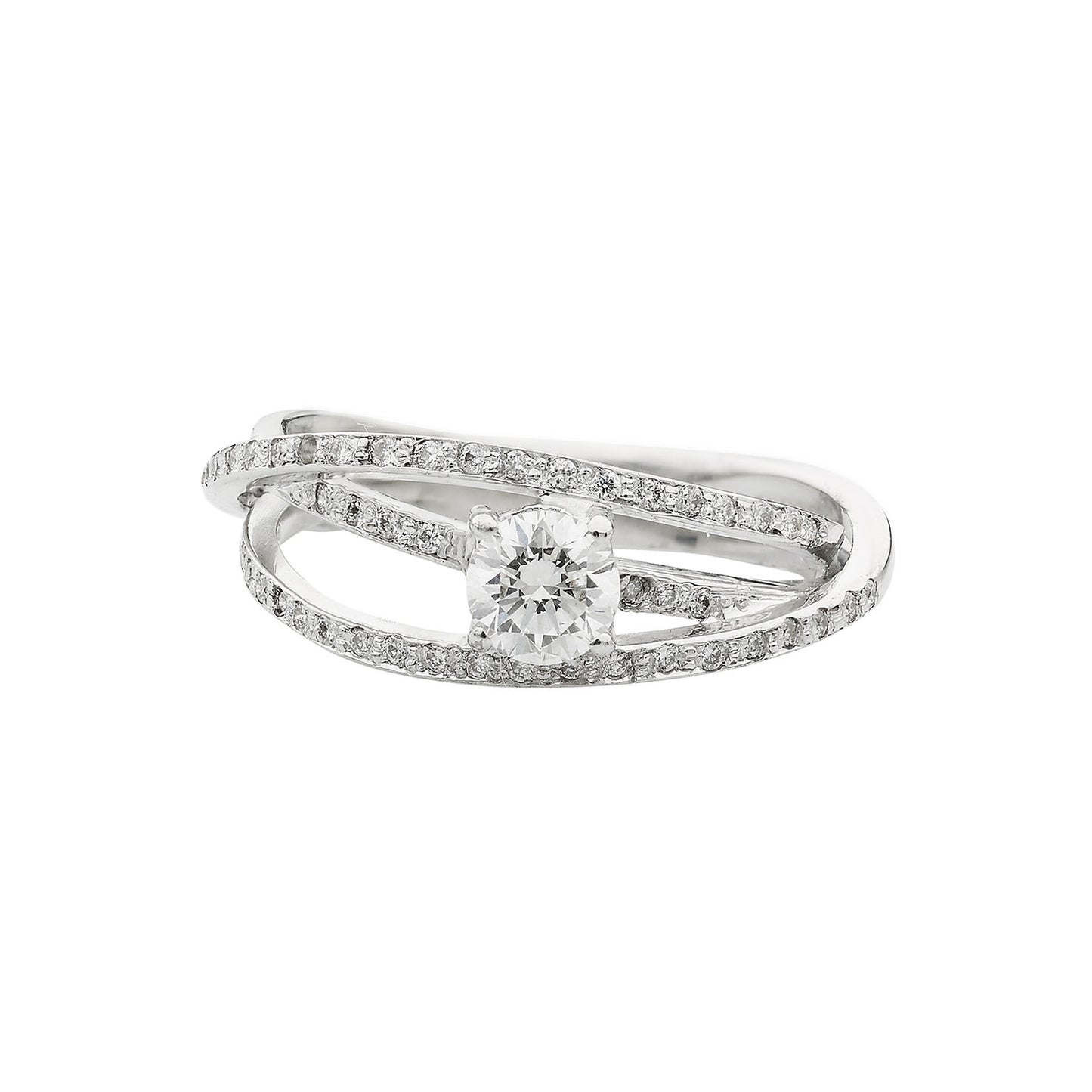 Diamond 18KT white gold brilliant cut  solitaire with round brilliant diamonds on the sides. Product Code : 243DA87