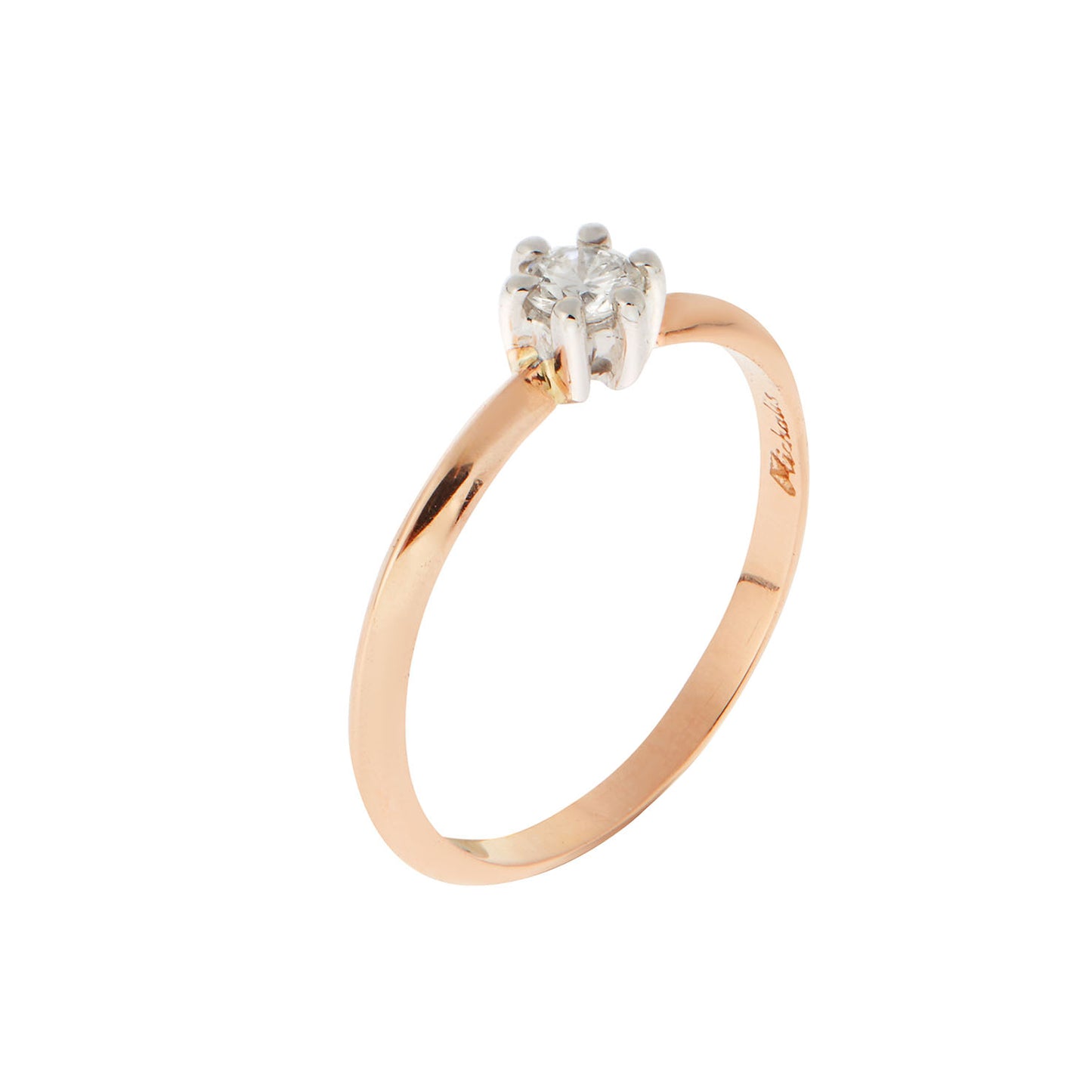 Diamond Round Brilliant Cut Solitaire  KT18 Pink Gold . Product Code:260D02SPW