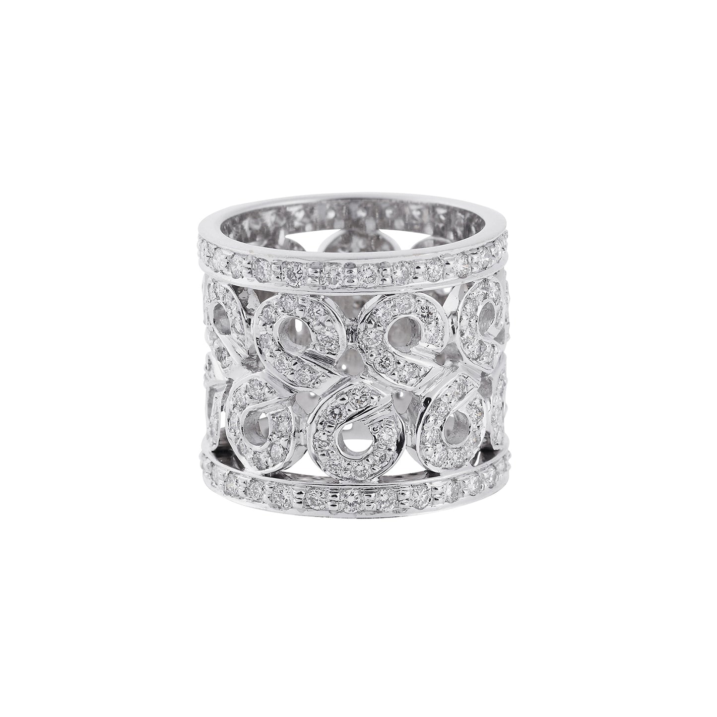 Wide lace diamond band 18 carat white gold. Product Code : 241D43