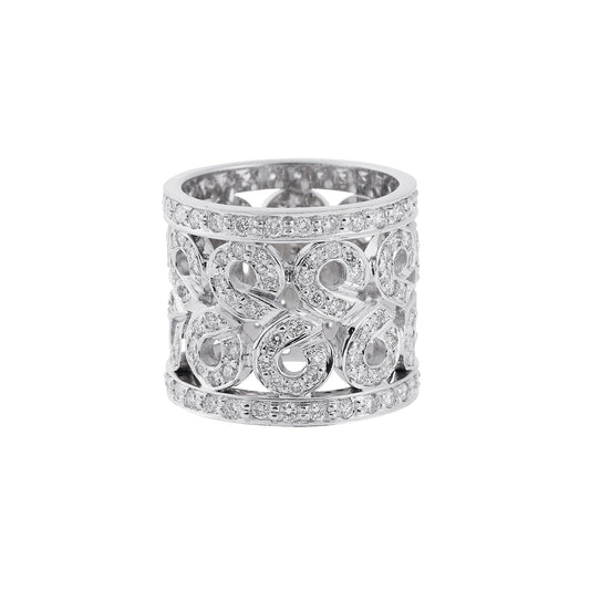 Wide lace diamond band 18 carat white gold. Product Code : 241D43