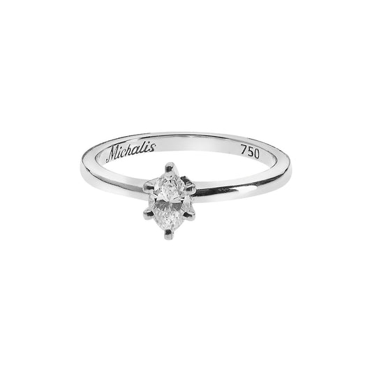 Ring 18KT White Gold with a Μarquise cut Diamond Solitaire. Product code:277D596D