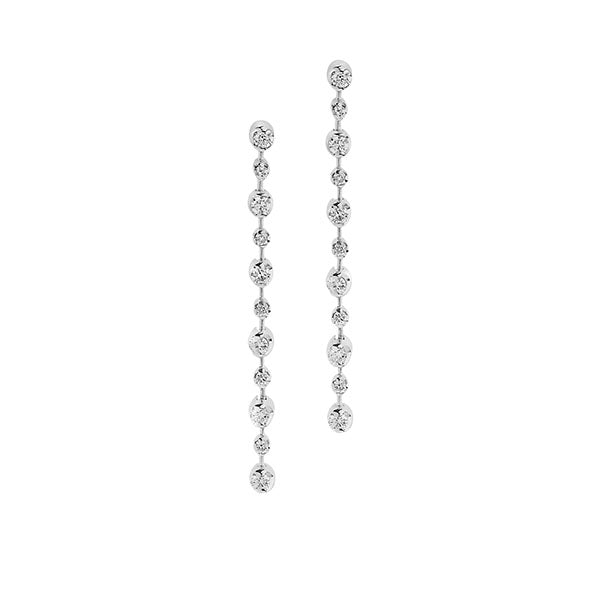 Drop earrings 18KT white gold with round brilliant  diamonds. Product Code : 753HE01