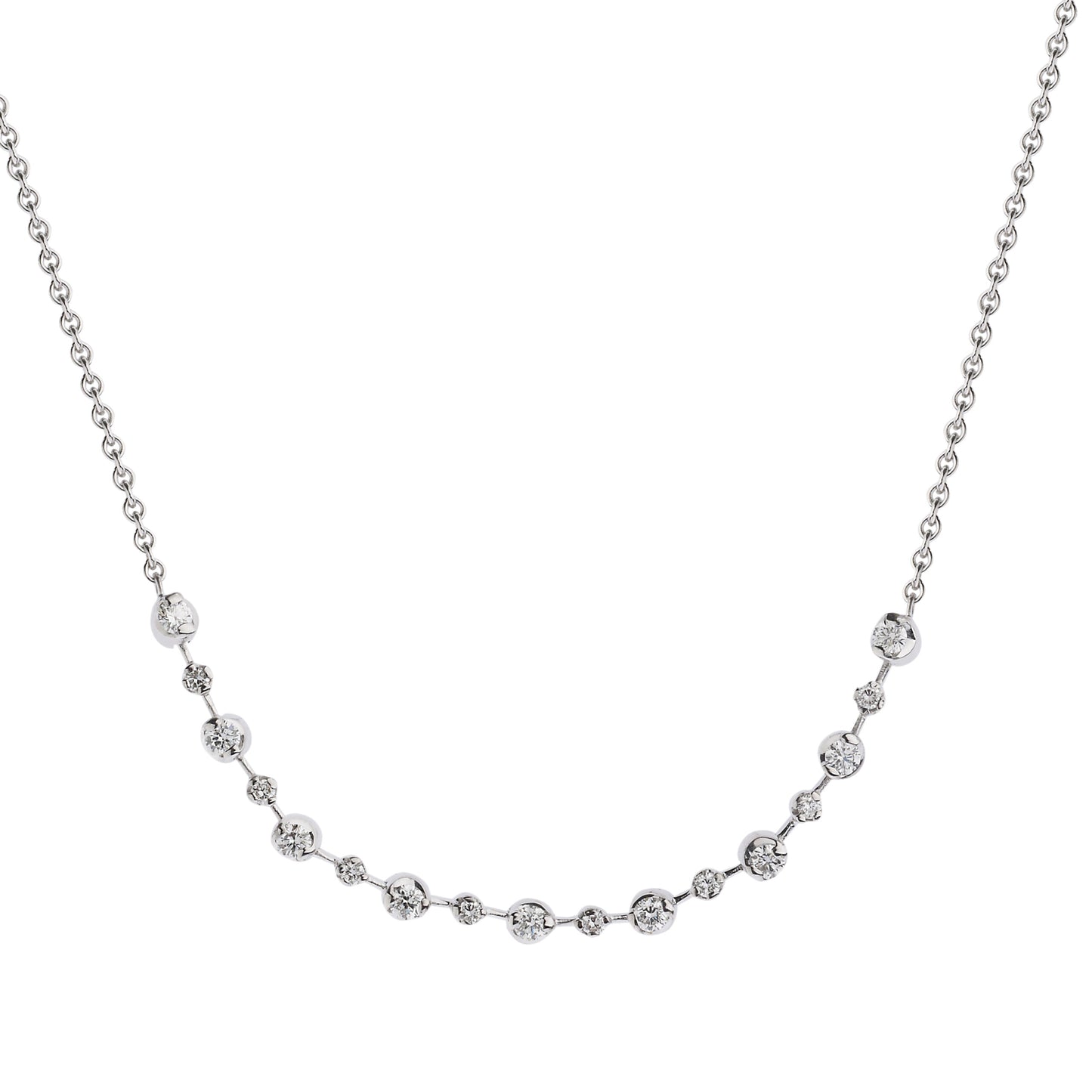 Diamond line chain necklace  18 carat white gold.   Product code: 290HN02