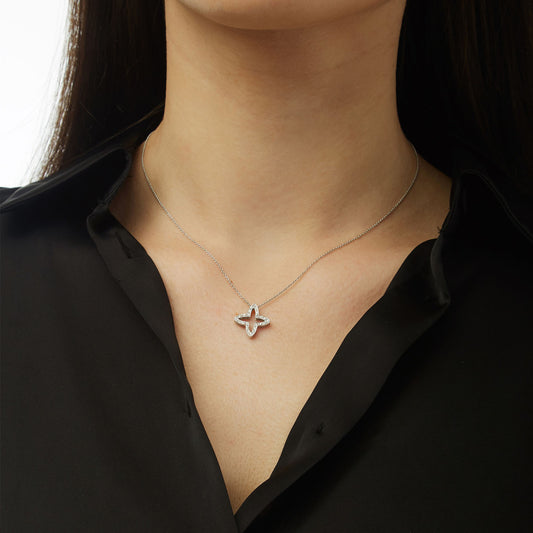 Diamond cross 18KT white gold on a chain.   Product Code: 280ΜW03.