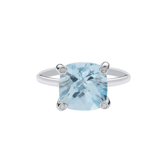 Blue topaz and diamond ring, 18k white gold.   Product Code : 1184DA3