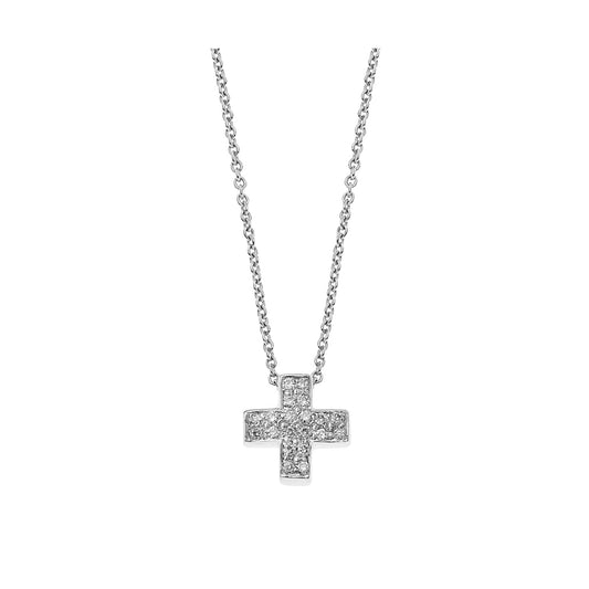 Diamond cross 18KT white gold on a chain.   Product Code: 282ST85W.