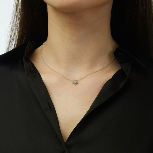 Diamond cross 18KT white gold on a chain.   Product Code: 282ST85W.